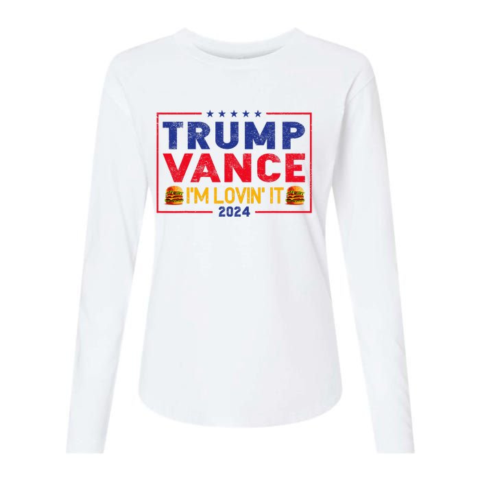 Trump Vance IM Lovin It Hamburger 2024 Womens Cotton Relaxed Long Sleeve T-Shirt