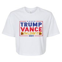 Trump Vance IM Lovin It Hamburger 2024 Bella+Canvas Jersey Crop Tee