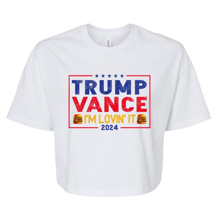 Trump Vance IM Lovin It Hamburger 2024 Bella+Canvas Jersey Crop Tee