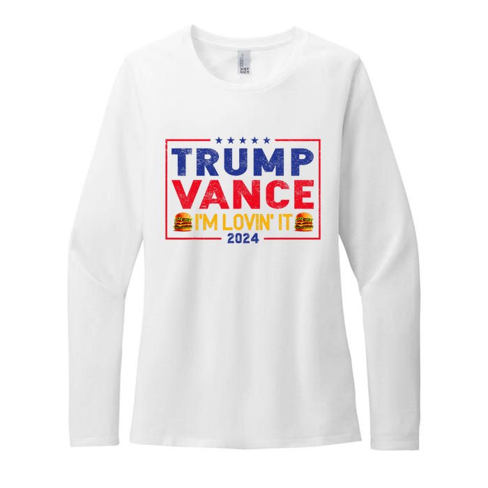 Trump Vance IM Lovin It Hamburger 2024 Womens CVC Long Sleeve Shirt