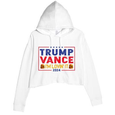 Trump Vance IM Lovin It Hamburger 2024 Crop Fleece Hoodie