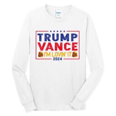 Trump Vance IM Lovin It Hamburger 2024 Tall Long Sleeve T-Shirt