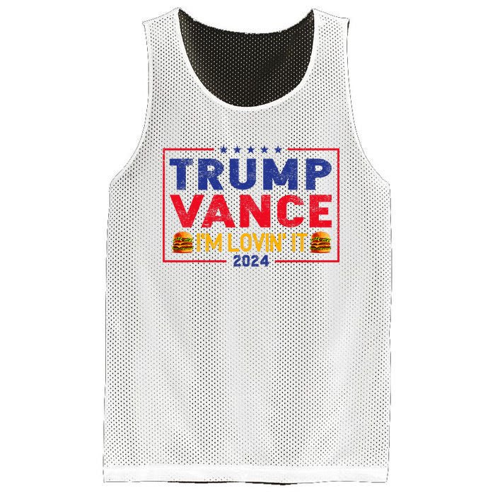 Trump Vance IM Lovin It Hamburger 2024 Mesh Reversible Basketball Jersey Tank