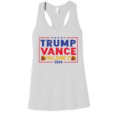 Trump Vance IM Lovin It Hamburger 2024 Women's Racerback Tank