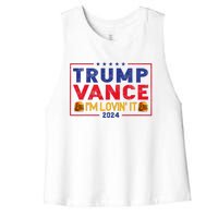 Trump Vance IM Lovin It Hamburger 2024 Women's Racerback Cropped Tank