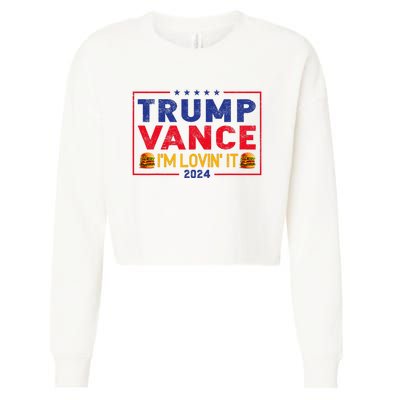 Trump Vance IM Lovin It Hamburger 2024 Cropped Pullover Crew