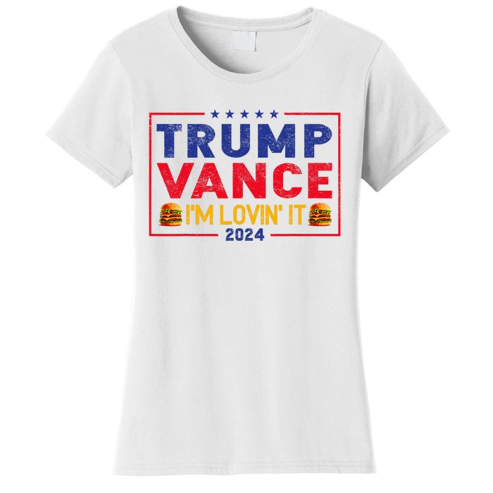 Trump Vance IM Lovin It Hamburger 2024 Women's T-Shirt