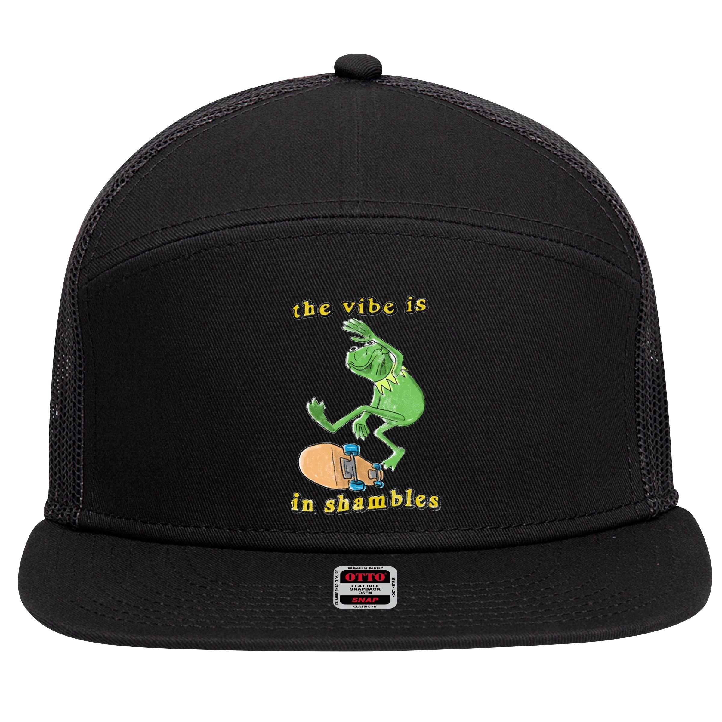 The Vibe Is In Shambles 7 Panel Mesh Trucker Snapback Hat