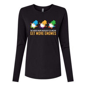 The Voices In My Head Keep Telling Me Get More Gnomes Gift Womens Cotton Relaxed Long Sleeve T-Shirt