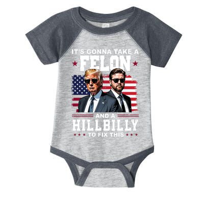 Trump Vance ItS Gonna Take A Felon And A Hillbilly To Fix Infant Baby Jersey Bodysuit