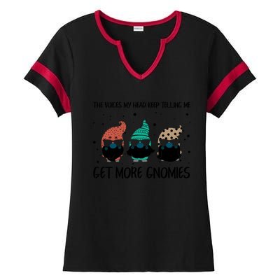 The Voices In My Head Keep Telling Me Get More Gnomes Gift Ladies Halftime Notch Neck Tee