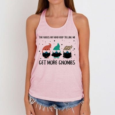 The Voices In My Head Keep Telling Me Get More Gnomes Gift Women's Knotted Racerback Tank