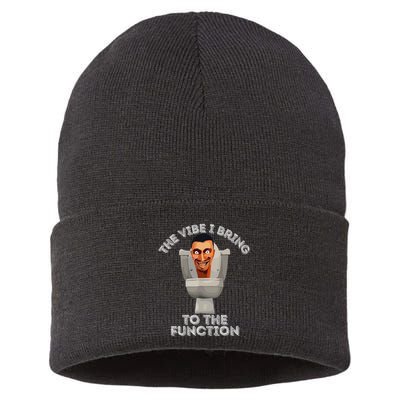 The Vibe I Bring To The Function Meme Skibid.I Toilet Meme Sustainable Knit Beanie