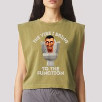 The Vibe I Bring To The Function Meme Skibid.I Toilet Meme Garment-Dyed Women's Muscle Tee