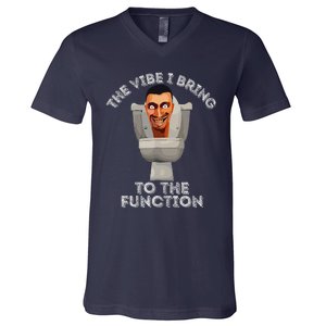 The Vibe I Bring To The Function Meme Skibid.I Toilet Meme V-Neck T-Shirt