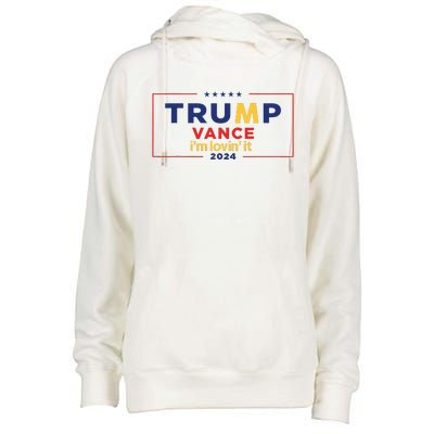 Trump Vance IM Lovin It 2024 Funny Saying Quote Trump Fried Womens Funnel Neck Pullover Hood