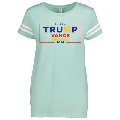 Trump Vance IM Lovin It 2024 Funny Saying Quote Trump Fried Enza Ladies Jersey Football T-Shirt