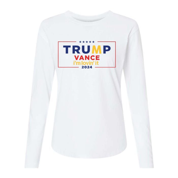 Trump Vance IM Lovin It 2024 Funny Saying Quote Trump Fried Womens Cotton Relaxed Long Sleeve T-Shirt