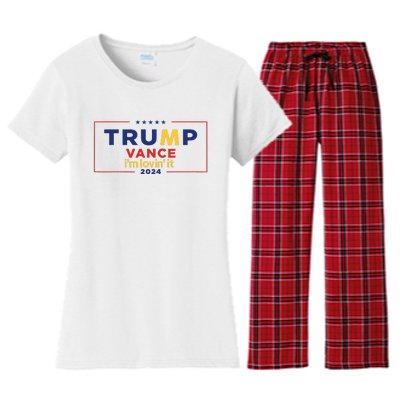 Trump Vance IM Lovin It 2024 Funny Saying Quote Trump Fried Women's Flannel Pajama Set