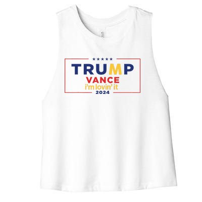 Trump Vance IM Lovin It 2024 Funny Saying Quote Trump Fried Women's Racerback Cropped Tank