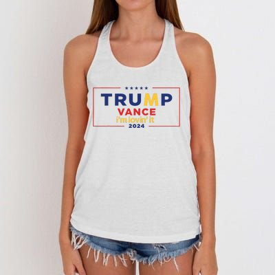 Trump Vance IM Lovin It 2024 Funny Saying Quote Trump Fried Women's Knotted Racerback Tank