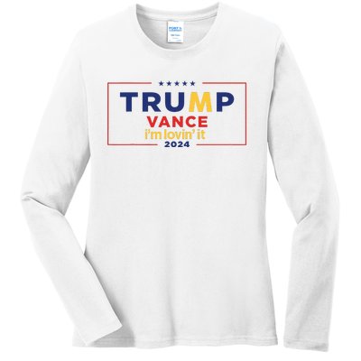 Trump Vance IM Lovin It 2024 Funny Saying Quote Trump Fried Ladies Long Sleeve Shirt