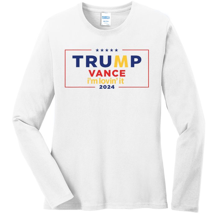 Trump Vance IM Lovin It 2024 Funny Saying Quote Trump Fried Ladies Long Sleeve Shirt