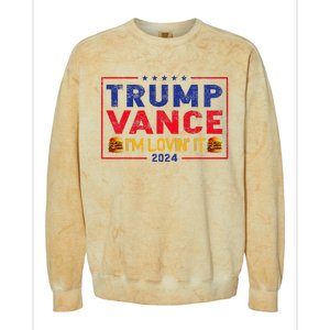 Trump Vance IM Lovin It Hamburger 2024 Colorblast Crewneck Sweatshirt