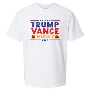 Trump Vance IM Lovin It Hamburger 2024 Sueded Cloud Jersey T-Shirt