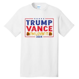 Trump Vance IM Lovin It Hamburger 2024 Tall T-Shirt