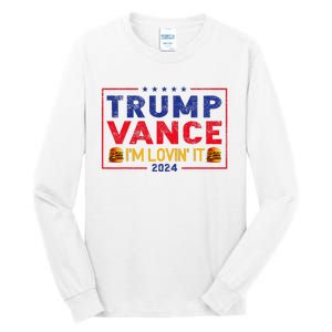 Trump Vance IM Lovin It Hamburger 2024 Tall Long Sleeve T-Shirt