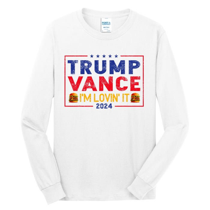 Trump Vance IM Lovin It Hamburger 2024 Tall Long Sleeve T-Shirt