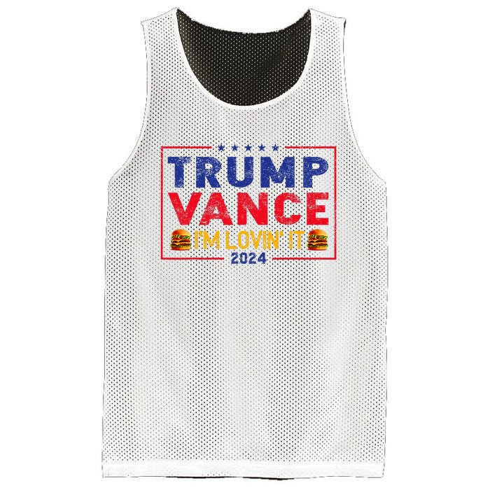 Trump Vance IM Lovin It Hamburger 2024 Mesh Reversible Basketball Jersey Tank