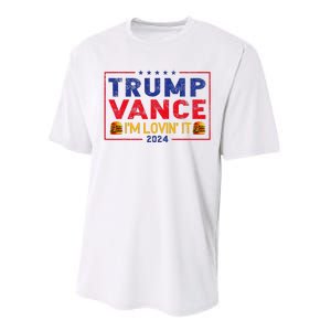 Trump Vance IM Lovin It Hamburger 2024 Performance Sprint T-Shirt