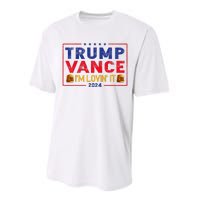 Trump Vance IM Lovin It Hamburger 2024 Performance Sprint T-Shirt