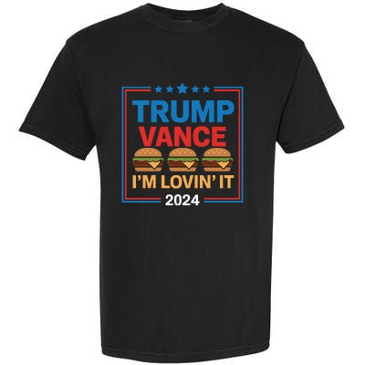 Trump Vance Im Lovin It Hamburger 2024 Election 2024 Garment-Dyed Heavyweight T-Shirt