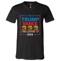 Trump Vance Im Lovin It Hamburger 2024 Election 2024 V-Neck T-Shirt