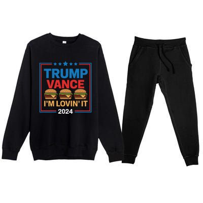 Trump Vance Im Lovin It Hamburger 2024 Election 2024 Premium Crewneck Sweatsuit Set