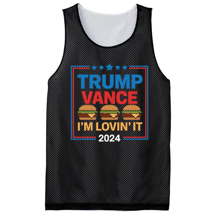 Trump Vance Im Lovin It Hamburger 2024 Election 2024 Mesh Reversible Basketball Jersey Tank