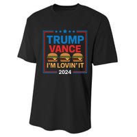 Trump Vance Im Lovin It Hamburger 2024 Election 2024 Performance Sprint T-Shirt