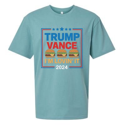 Trump Vance Im Lovin It Hamburger 2024 Election 2024 Sueded Cloud Jersey T-Shirt