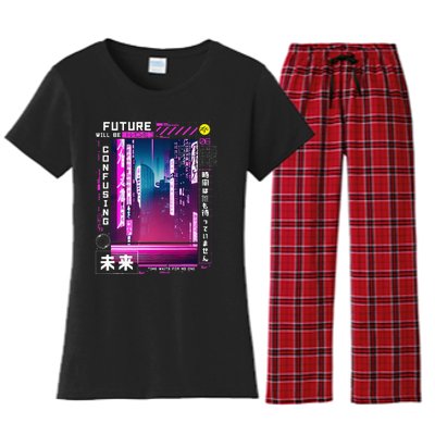 Tokyo Vaporwave In Japanese Retro Vibes Aesthetic Women's Flannel Pajama Set