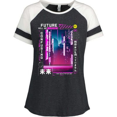 Tokyo Vaporwave In Japanese Retro Vibes Aesthetic Enza Ladies Jersey Colorblock Tee