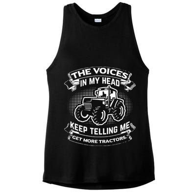 The Voices In My Head Keep Telling Me Tractors Farmer Ladies PosiCharge Tri-Blend Wicking Tank