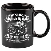 The Voices In My Head Keep Telling Me Tractors Farmer 11oz C Handle Ceramic Mug