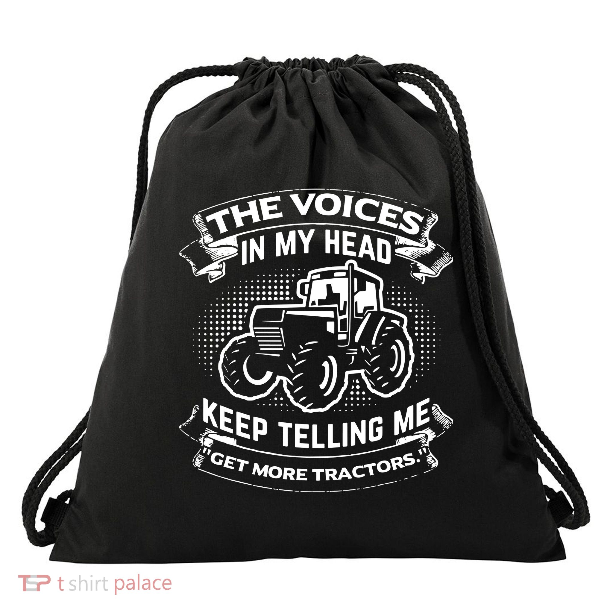The Voices In My Head Keep Telling Me Tractors Farmer Drawstring Bag