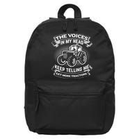 The Voices In My Head Keep Telling Me Tractors Farmer 16 in Basic Backpack