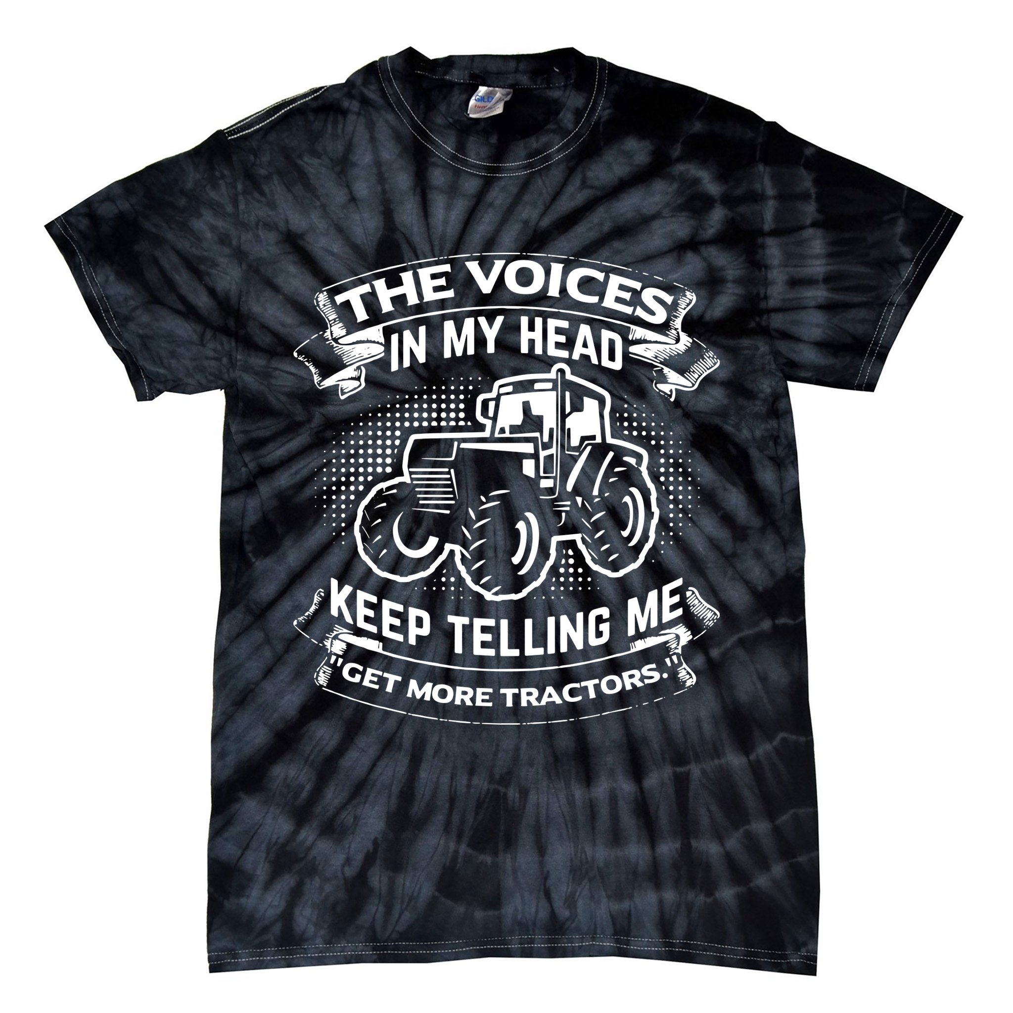 The Voices In My Head Keep Telling Me Tractors Farmer Tie-Dye T-Shirt