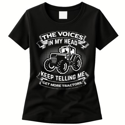 The Voices In My Head Keep Telling Me Tractors Farmer Womens T-Shirt