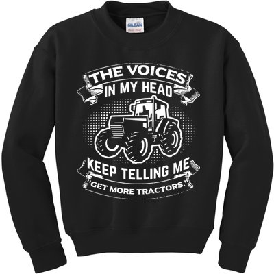 The Voices In My Head Keep Telling Me Tractors Farmer Kids Sweatshirt